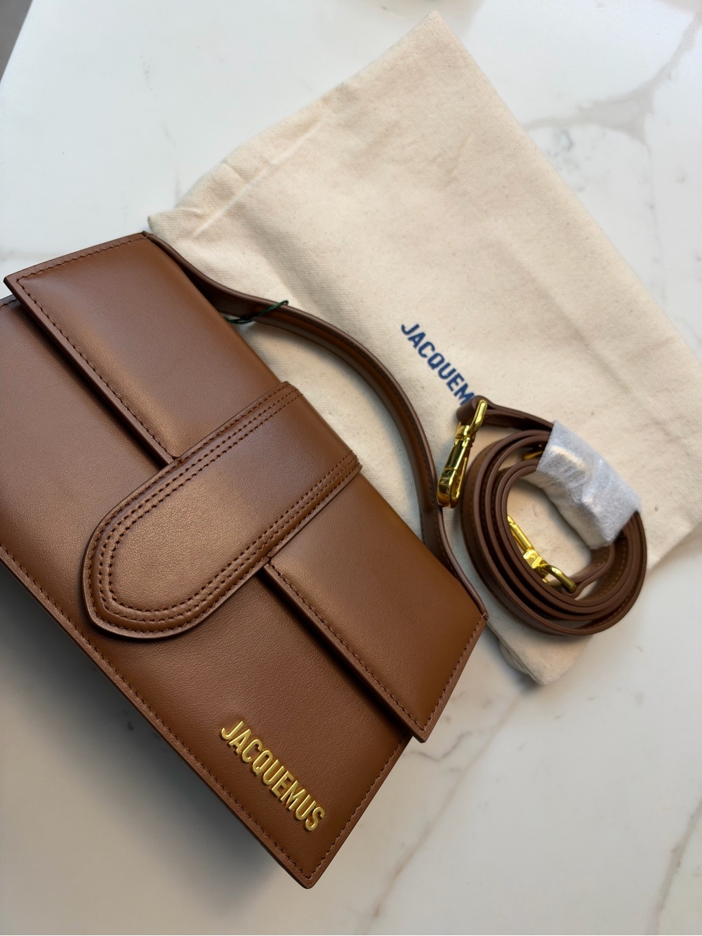 Jacquemus Le Grand Bambino Brown Top Handle Leather & Crossbody Bag w/Dust Bag - Picture 2 of 7